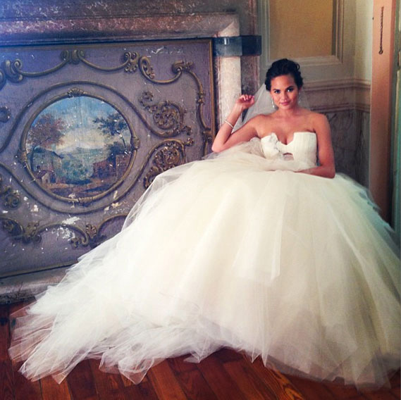 Chrissy Teigen in her wedding dress