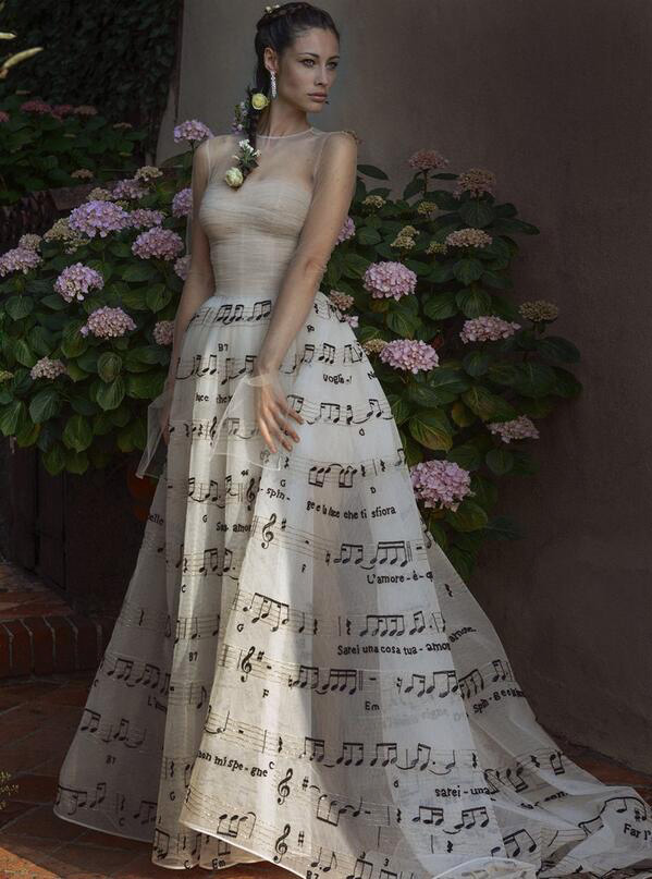 eros ramazzotti marica wedding gown music notes