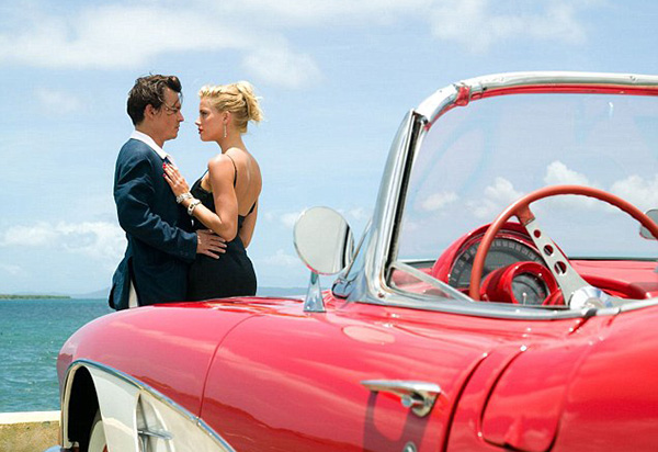 Johnny Depp and Amber Heard on the set of The Rum Diary